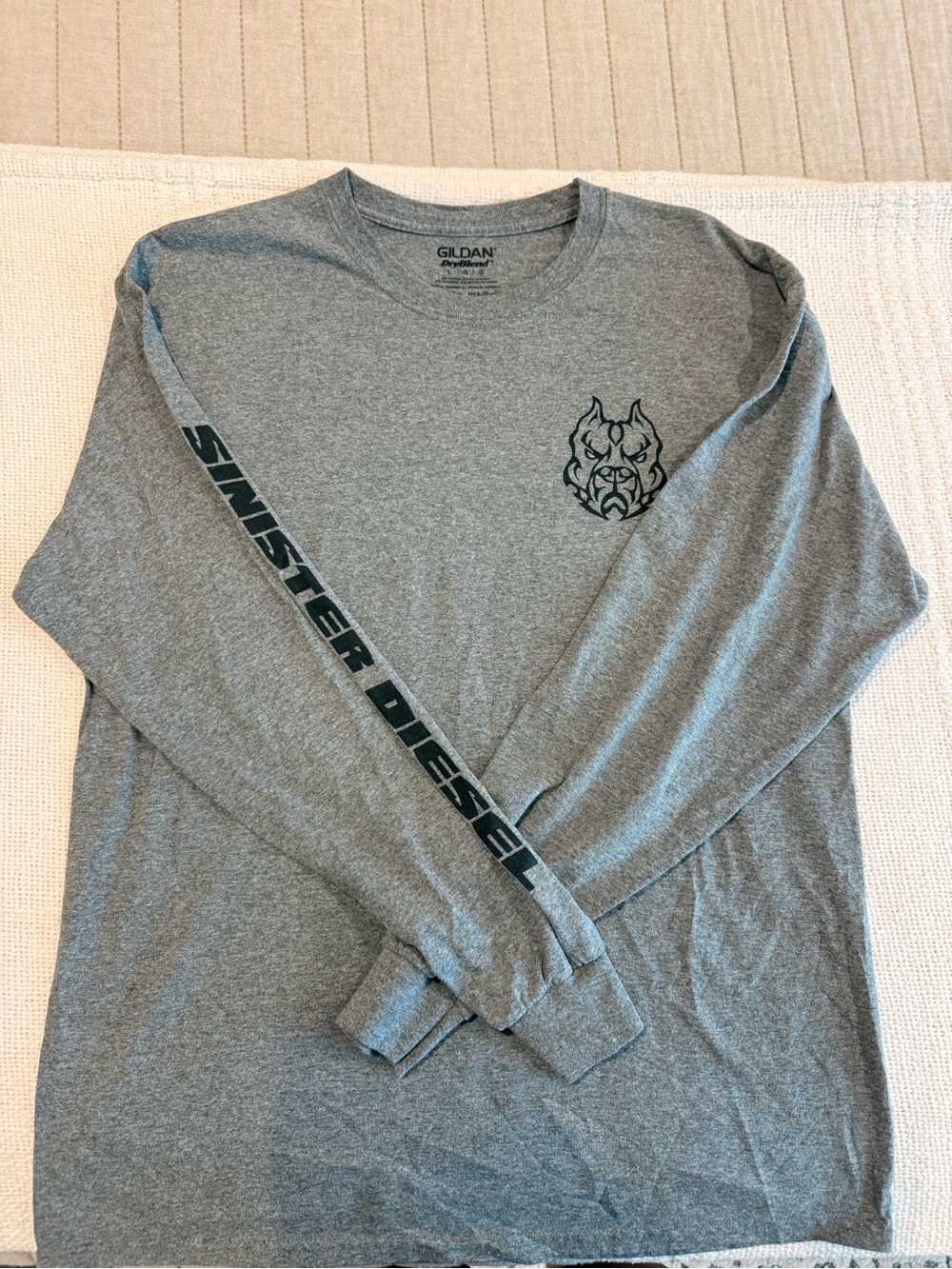 Sinister Diesel Men's Long Sleeve Tee in Heather Gray with Black Graphics